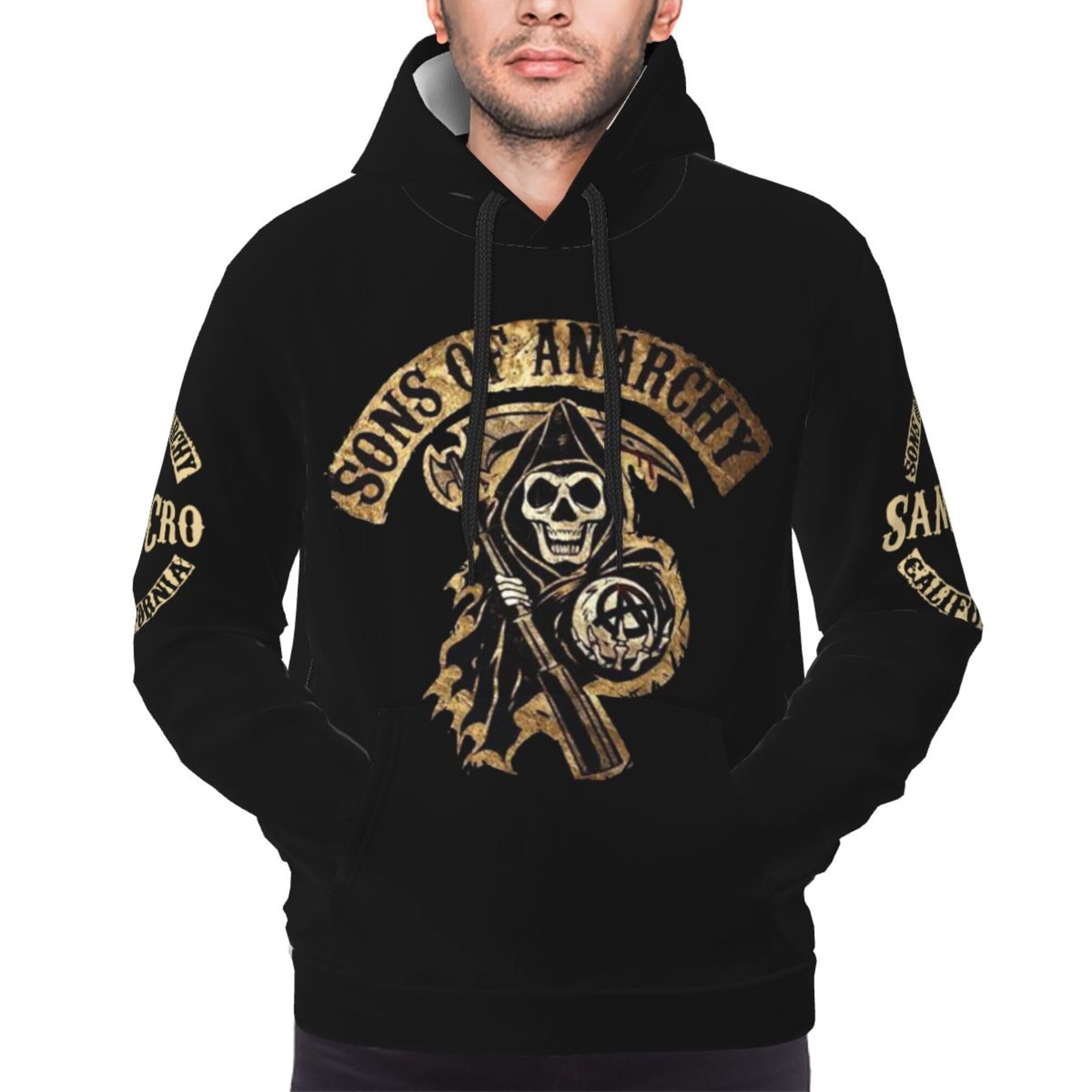 KESATUOT Men's anarchy TV Series Sons Hoodies Pullover Sweatshirts With Pockets Fashion Long Sleeve Hoodies and Sweatshirts for Men Multicolor L