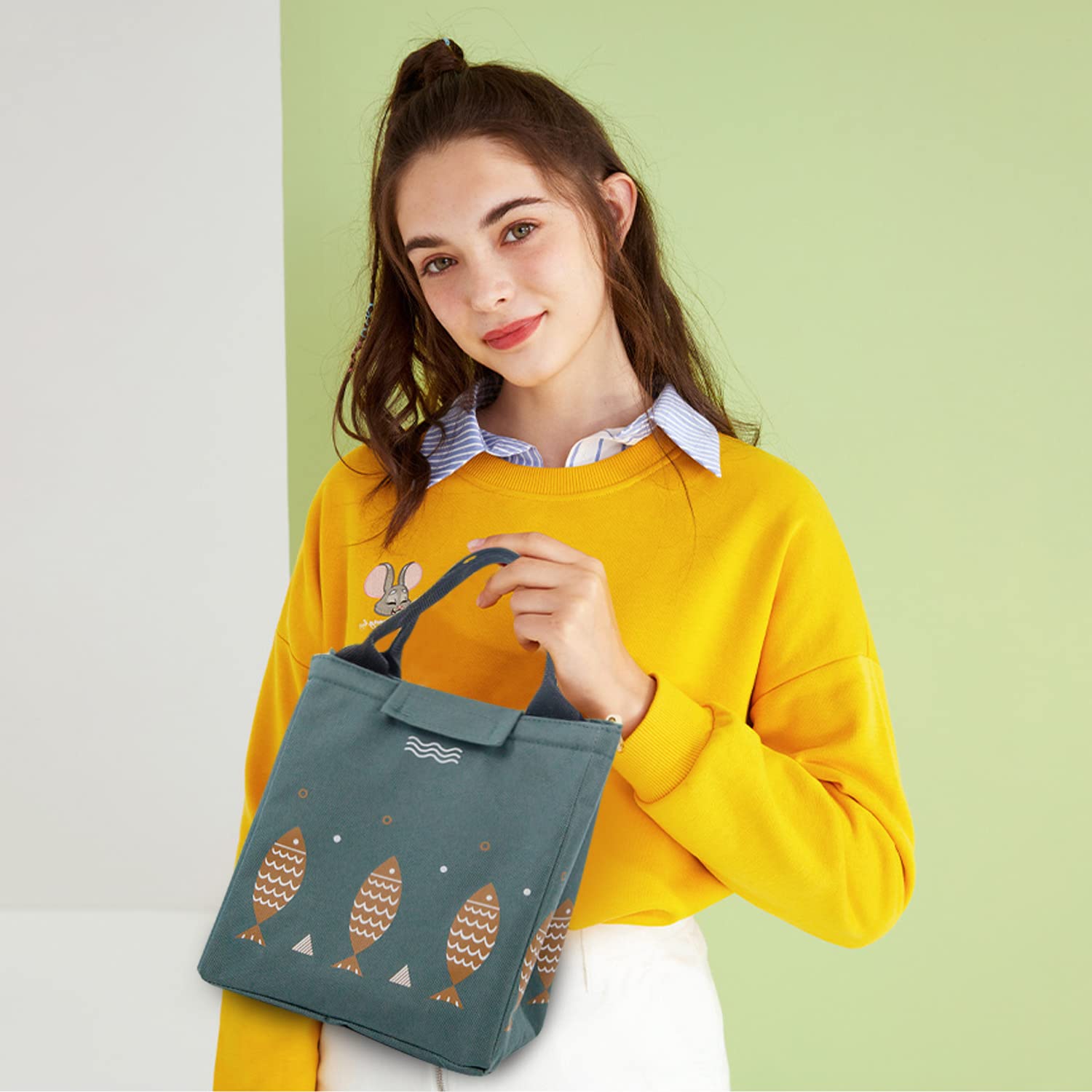 FANDARE Borsa termica per pranzo portatile per pranzo, borsa da pranzo, grande capacità, per uomo, donna, bambino, scuola, ufficio, campeggio, picnic, pranzo, borsa impermeabile in poliestere