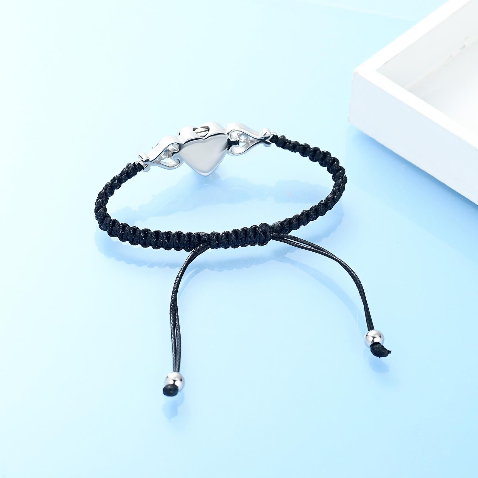 QGJNSGC Double Heart Cremation Bracelet for Ashes for Women Stainless Steel Sunflower Urn Bracelet Memorial Jewelry Loved Ones Human Pet Funeral Keepsake Gift Adjustable Bangle - Image 4