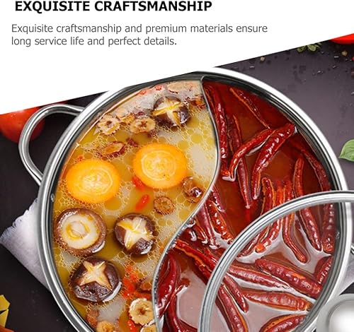 Miniatura 6 de Cabilock Sartén antiadherente doble sabor olla caliente con divisor – 12.6 in, plata, 1 L, antiadherente, doble cara, sin tapa, incluye 1 olla