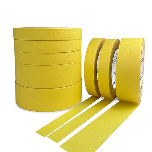 NBTAPE 3T Paquete de 8 cintas adhesivas amarillas, de uso general para pintura de pared, arte, oficina, etiquetado, 0.7 pulgadas 1.4 pulgadas x 55