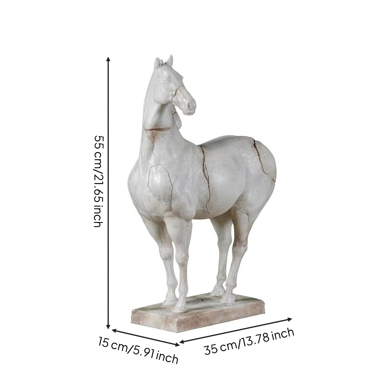 Scultura di Cavallo con Base , style to 1 , Colore Effetto Invecchiato