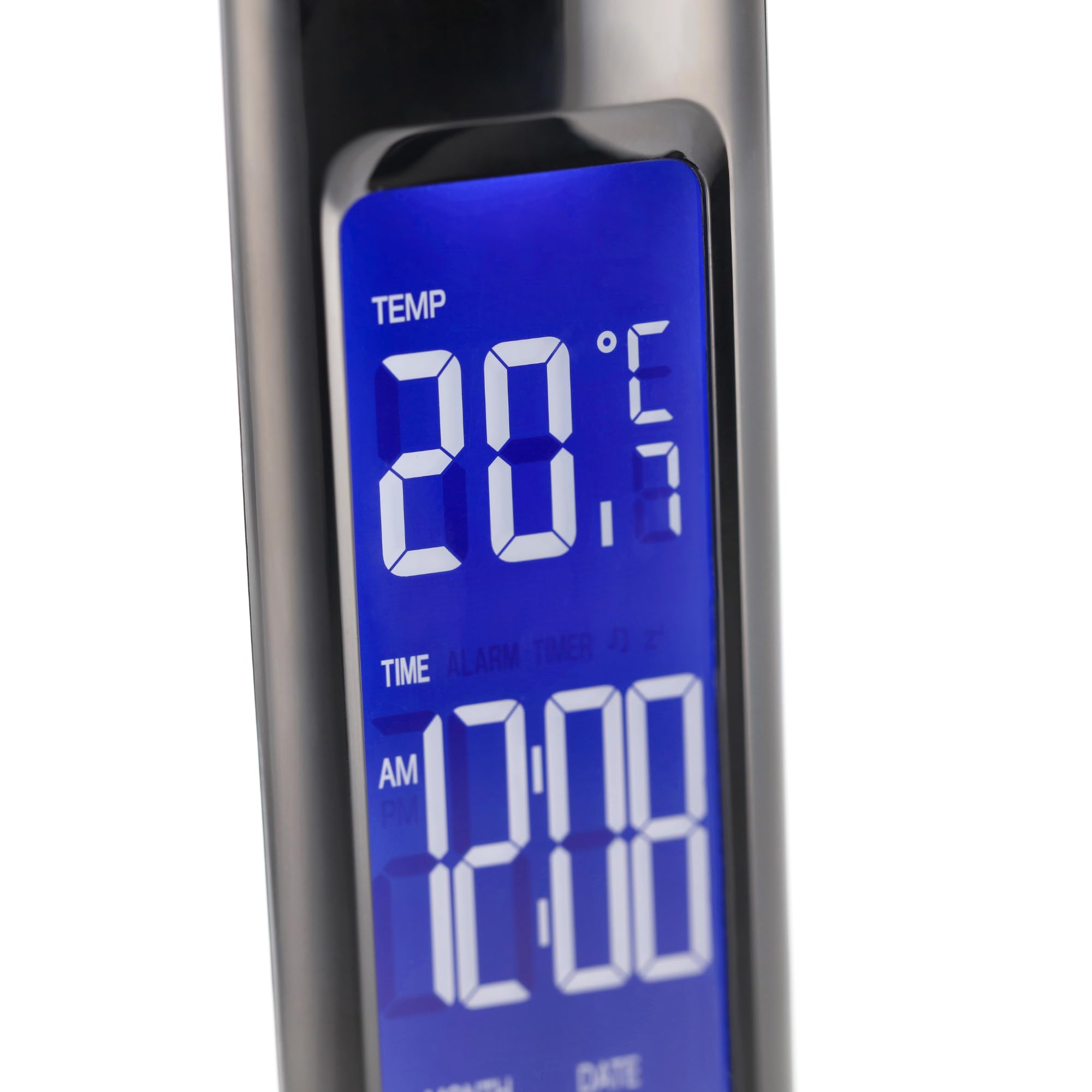 GTV LINEAR Lámpara de Escritorio LED 7W 420lm 3-CCT Regulable, Lámpara de Mesa con Pantalla Reloj Fecha Temperatura Despertador, Lámpara Oficina Táctil Regulación 5 Niveles, Negra