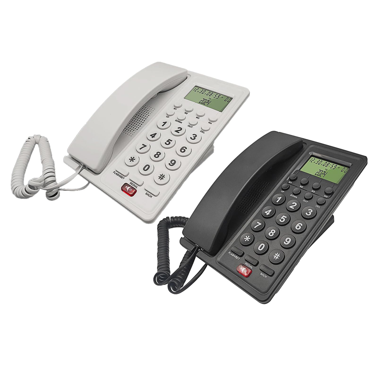 Teléfono fijo de oficina de negocios con pantalla de llamadas para habitación de huéspedes de hotel, teléfono con cable
