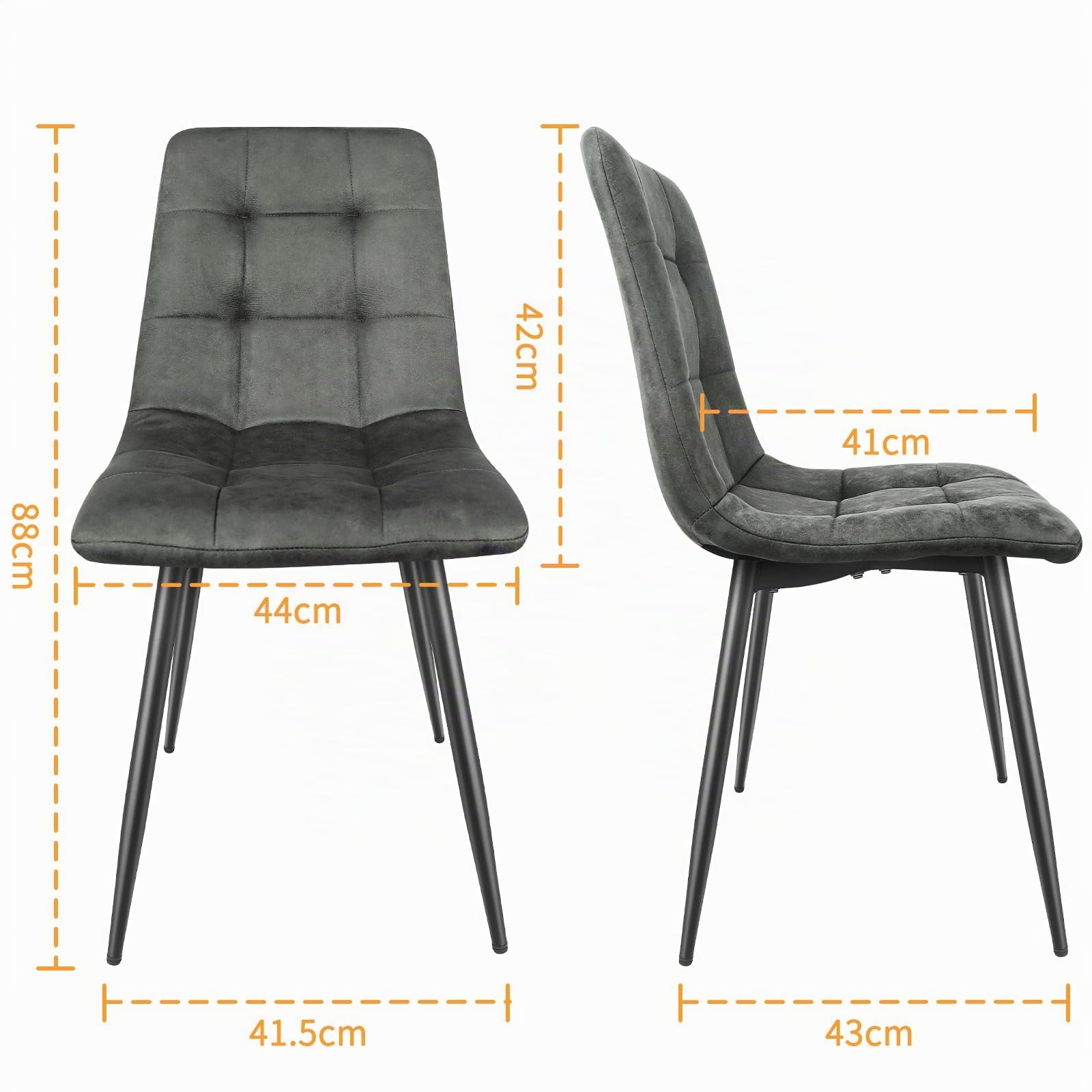 Sedie Sala da Pranzo set da 8,Panno Tecnico Sedie Cucina,Salotto Con base in Metallo,Adatto a Sale da Pranzo, Soggiorni,Cucine,Camere da Letto e Sale di Ricevimento-Grigio scuro