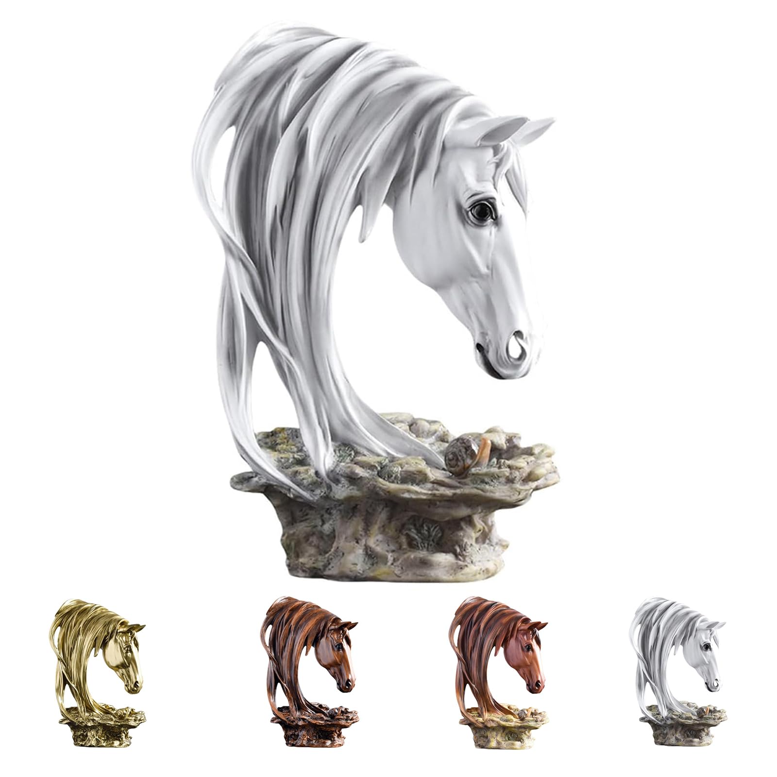 YXCQHZM Animal Horse Statue Decor, Horse Head Sculptures, Vintage Wood Horse Sculpture Decoration Living Room, Abstract Sculpture (A)