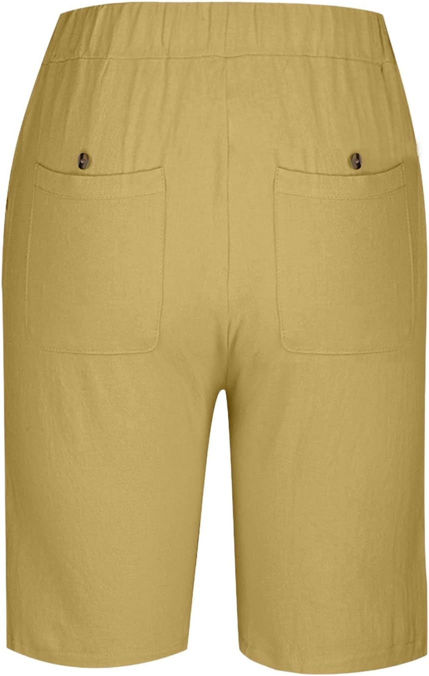 2026 Linen Shorts Women Summer Lace Splicing Beach Vacation Casual Dressy Flowy Short Pant Plus Size Lightweight Shorts