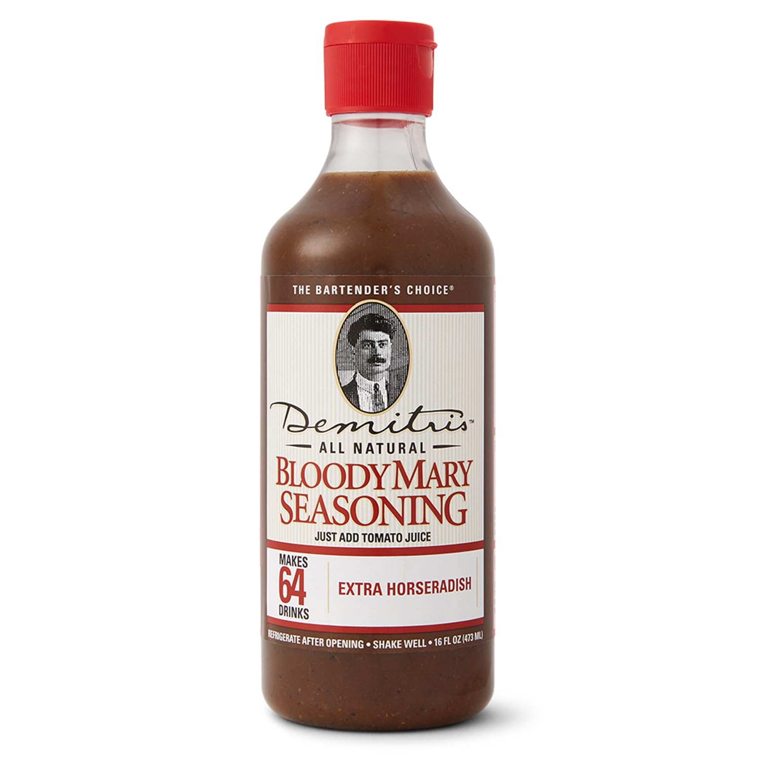 Demitri's Extra Horseradish Bloody Mary Seasoning Mix - Bloody Mary Mix - Concentrated Drink Mixer - Bold Rich Flavor - Ideal for Home Brunch Parties & Cocktails - 16oz Bottle (Pack of 1)