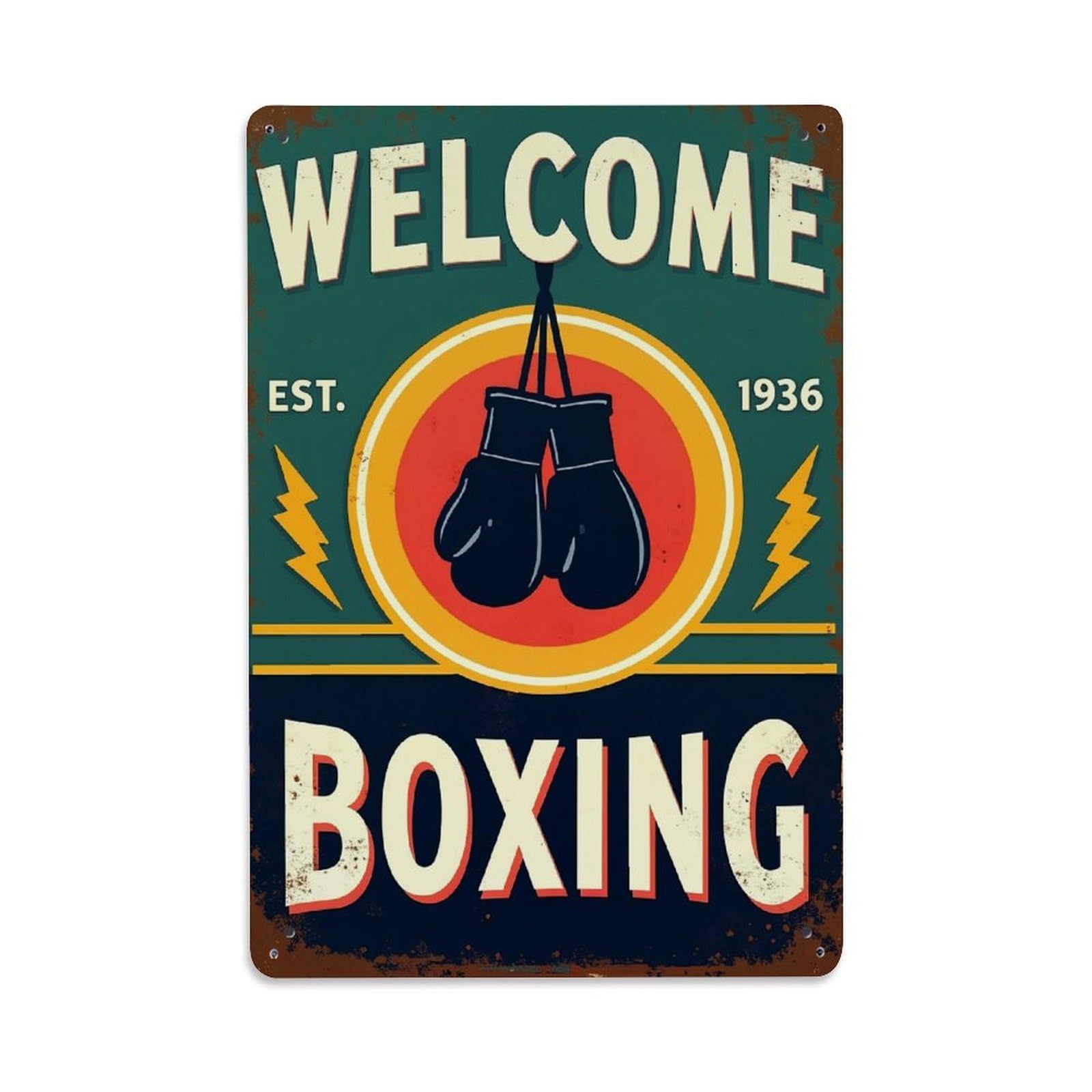 Welcome Boxing Gloves Vintage Sign Vintage Tin Sign Retro Metal Wall Decor Metal Poster, Home Bar Garage Farmhouse Cafe Wall Art Decoration 8x12Inches