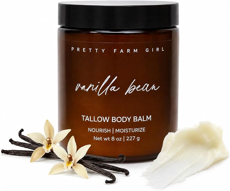 Manteiga corporal em bálsamo Pretty farm girl Vanilla Bean com sebo bovino, 227 g