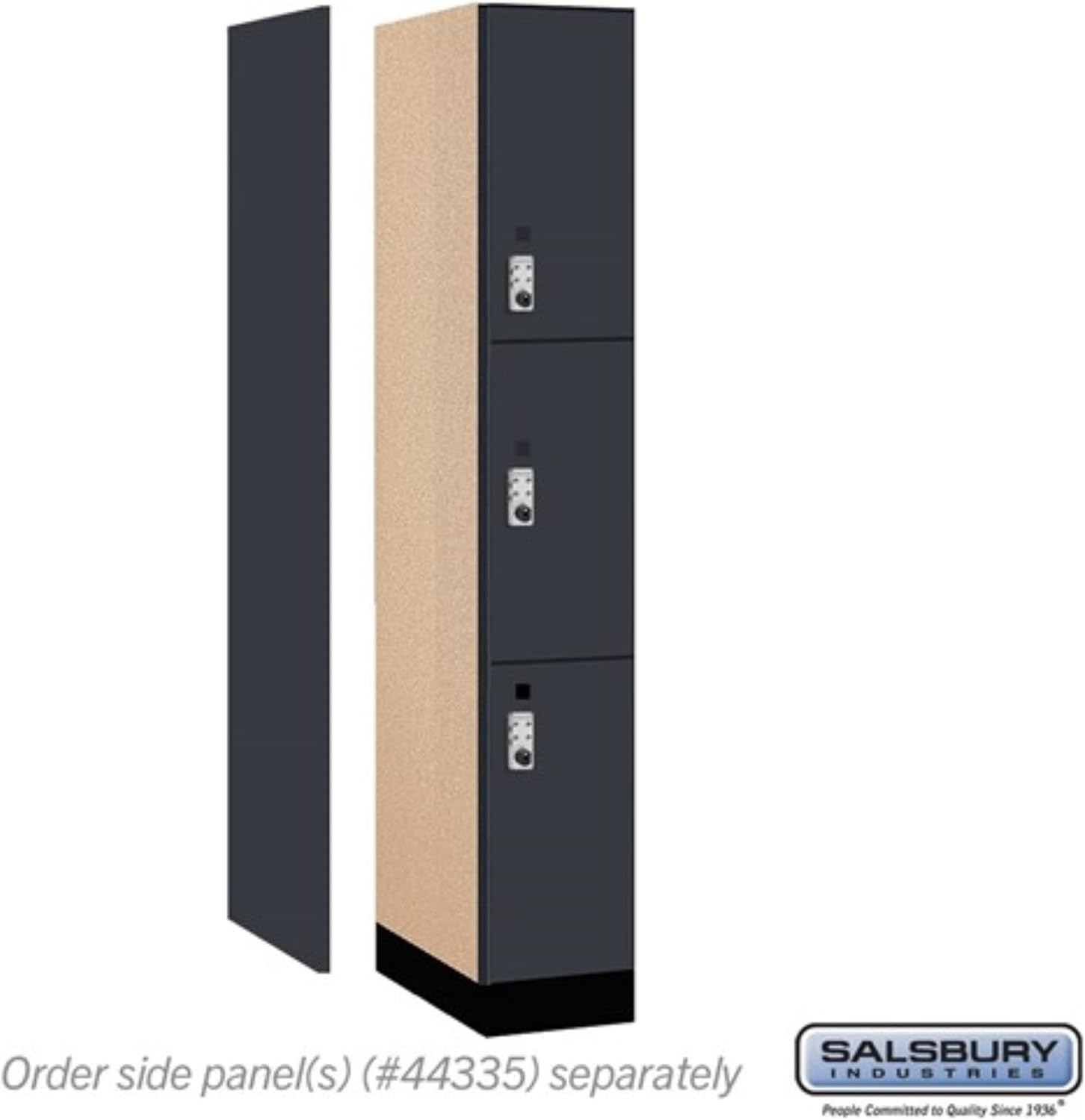 Salsbury 12" Wide Premier Wood Locker-Triple Tier-1 Wide-6 Feet High-21 Deep-Carbon Mesh-Silver Resettable Combination Locks