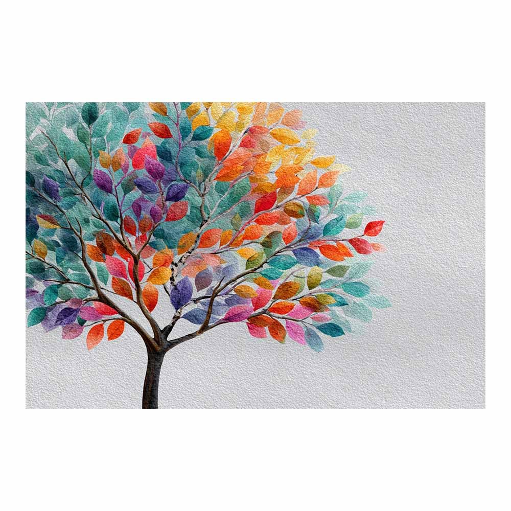 ZAMAEIU Tree of life canvas wall art Leaf-Adorned Tree Prints Minimalist Modern, for bedroom, For Bathroom, Living Room, Bedroom, Office.(multicolored)-80x120cm Unframed
