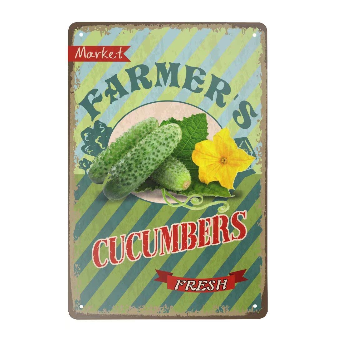 Farmers Market Cucumbers Vintage Metal Sign Gift Bedroom Retro Novelty Cafe Store Tin Signs 12x8inch