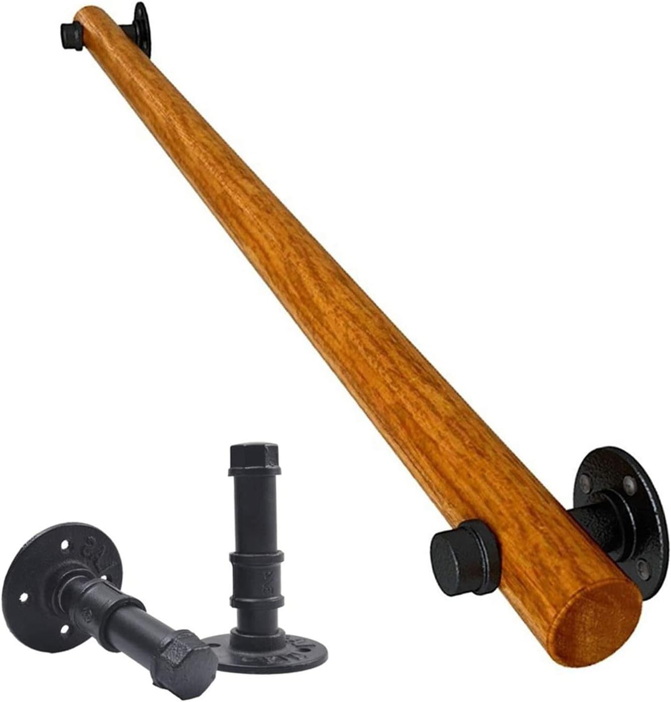 Stair Railing Wall Mount Handrail, Wooden Stair Handrail Railing, Pine Wood Anti