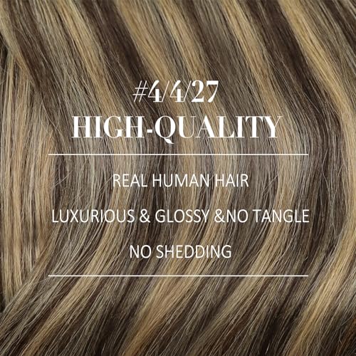 Image of YoungSee 150G Clip in Hair Extensions Human Hair Balayage Brown Hair Extensions Clip ins, Easy to Wear Clip in Extension Real Human Hair for Women Balayage Dark Brown Mix Caramel Blonde 24 Inch 7pcs