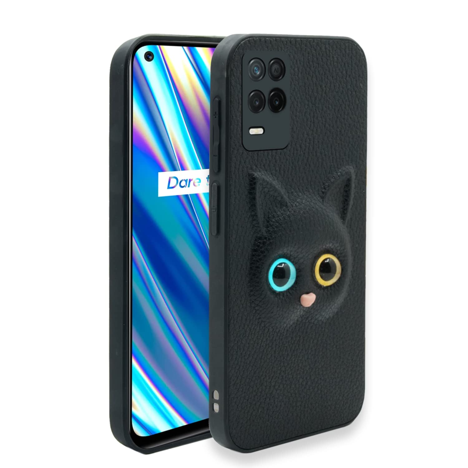 Aarnik 3D Coloured Eye Effect Animal Cat Back Cover for Realme 8s 5G