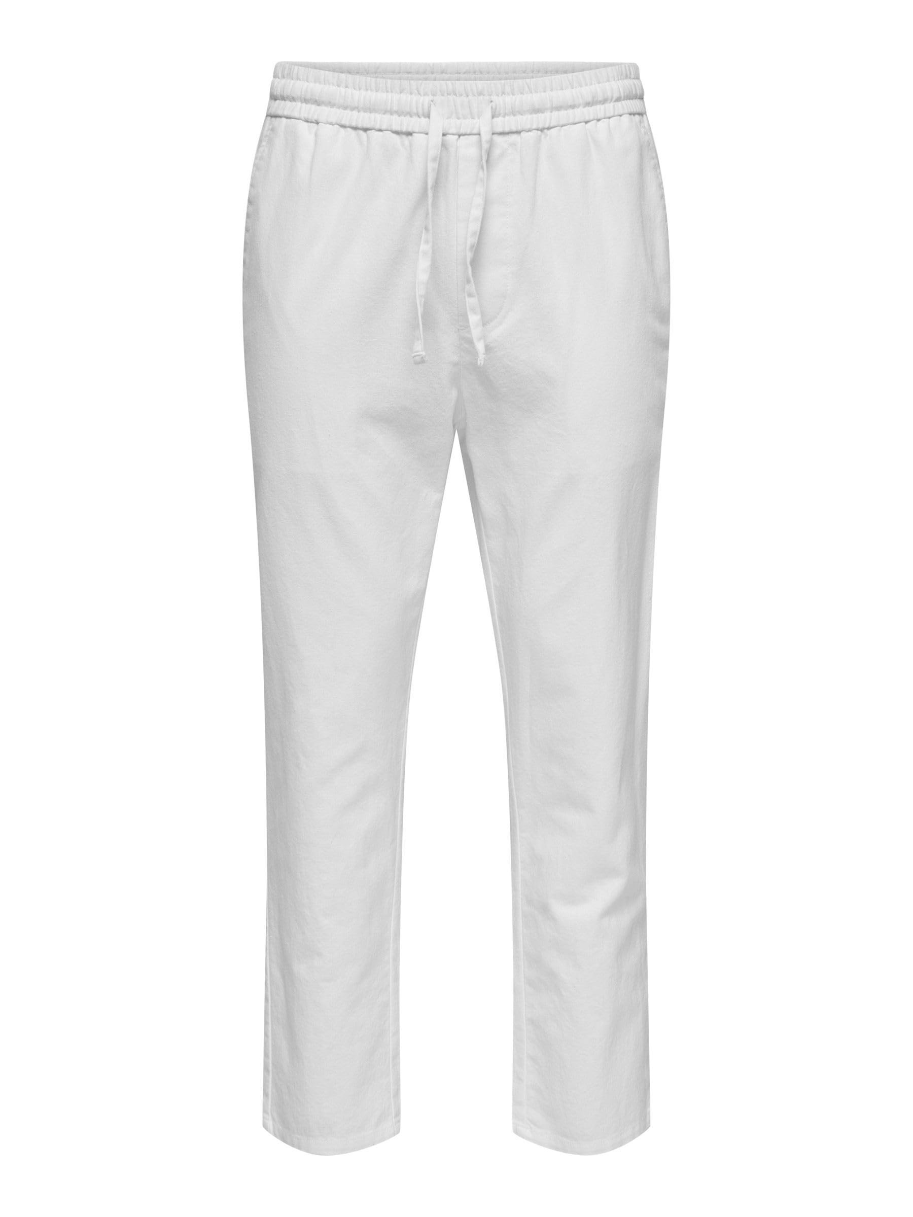 Only & Sons Men's Trousers, Bright White, M