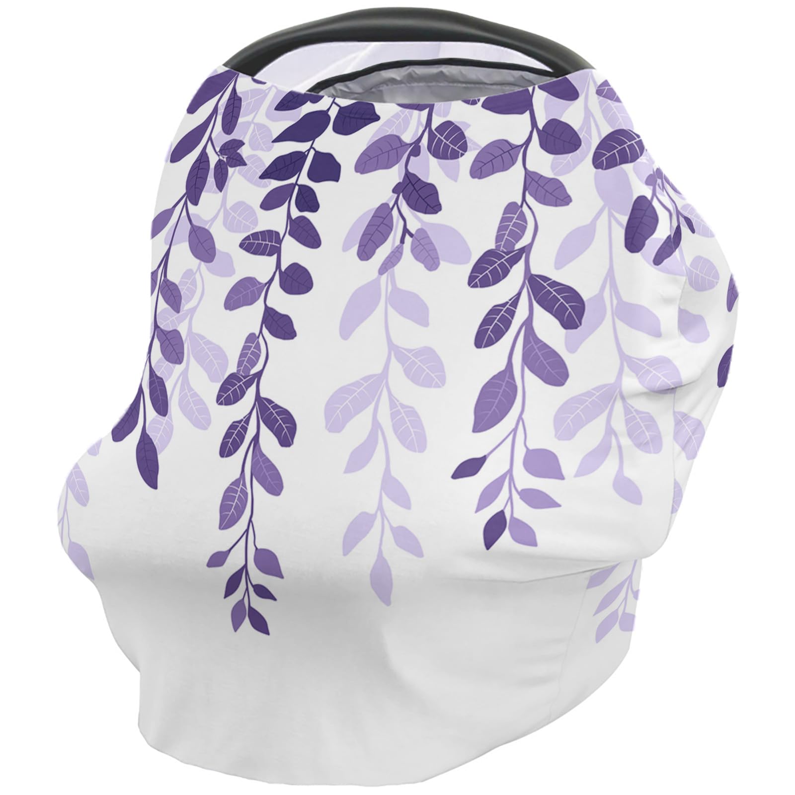 Nursing Cover for Breastfeeding Scarf, Plants Leaves Ombre Purple Baby Car Covers Super Soft Multi Use for Canopy Shopping Cart Cover Blanket Stroller Cover