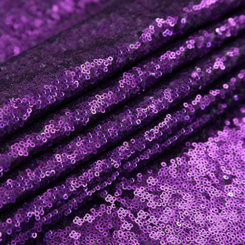 Image of B-COOL Sequin Tablecloth Round Party Decorations: Purple Table Cloth Overlay 120 Inch Sparkle Fabric for Birthday Ceremony Parties Halloween