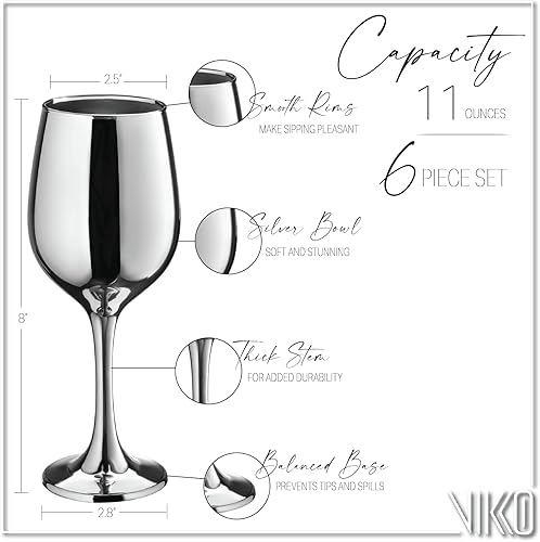 Miniatura 25 de Vikko Decor Gold Copas de vino de 11 onzas, gruesas y duraderas, aptas para lavavajillas, ideales para cata de vinos, juego de 12 vasos decorativos