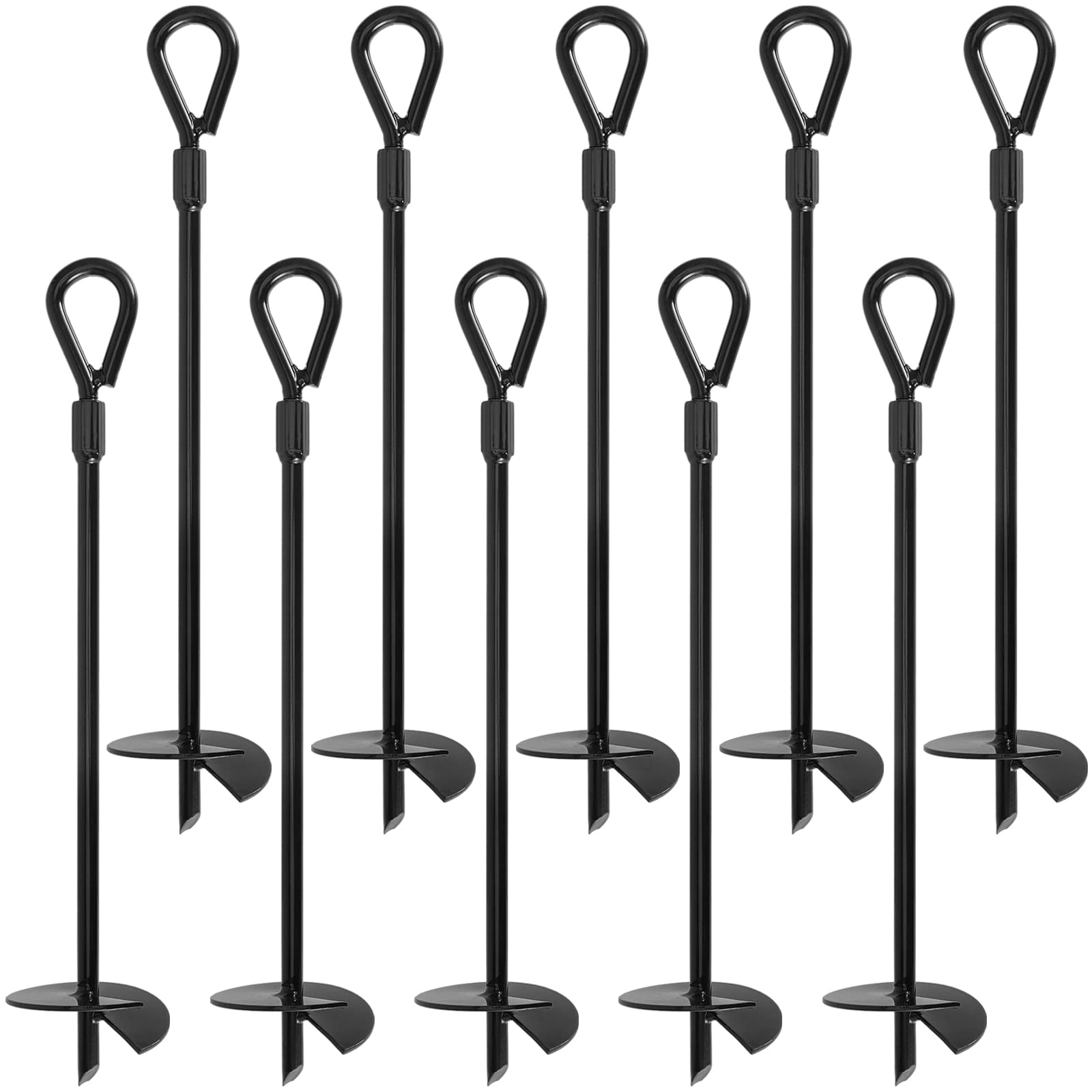 Buy MUKCHAP 10 Pack 15 Inch Black Auger Earth Anchors, 3 Inch Wide