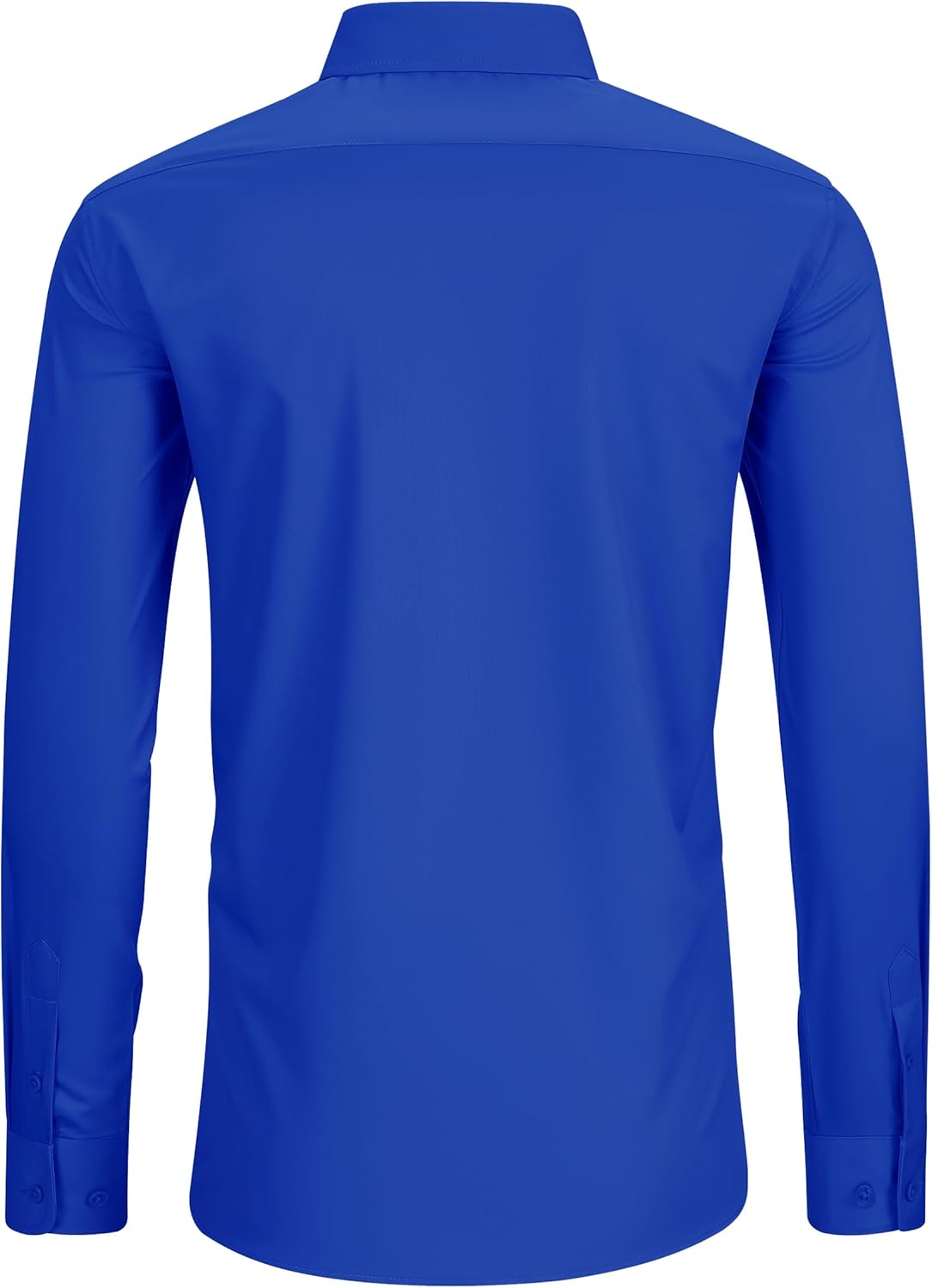 FAHIZO Men's Dress Shirt Regular Fit Soild Business Formal Long Sleeve Button Up Stretch Shirts, Royal Blue,15.5 Neck 34"-35" Sleeve,M - Image 3