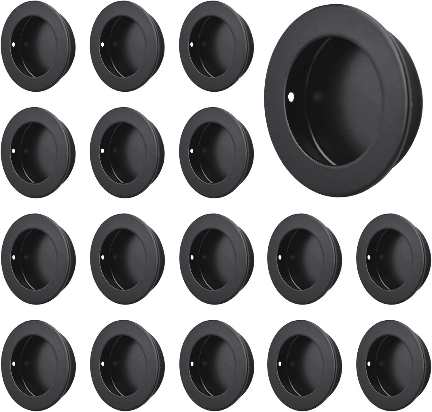 MOROBOR Black Flush Pulls Barn Door Handles, 16PCS 304 Stainless Steel Sliding Door Pulls Round Flush Recessed Cabinet Handles