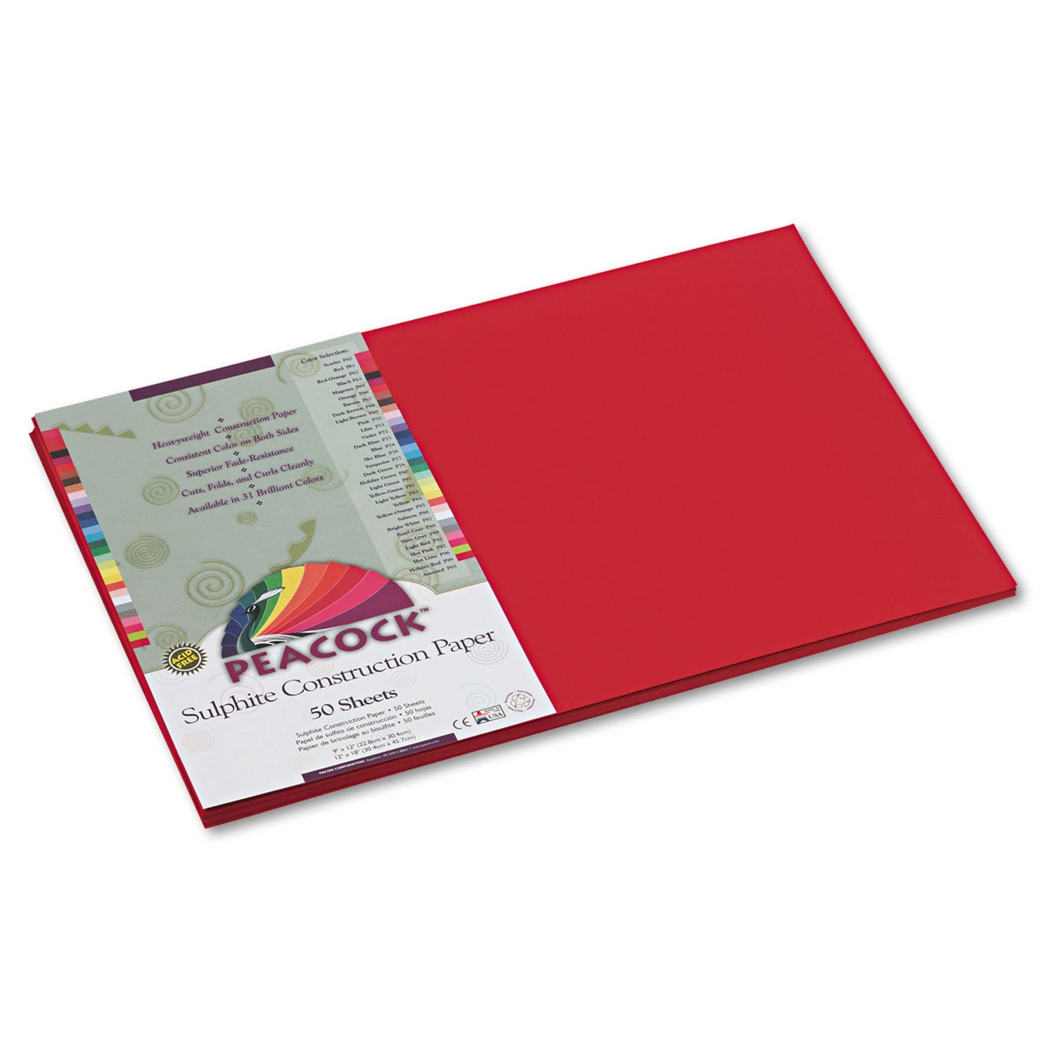 Amazon.com: Pacon P9912 Peacock Sulphite Construction Paper, 76