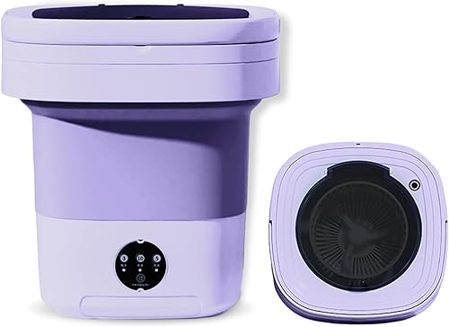 Mini lavadora plegable eléctrica portátil 13L - Control digital táctil para ropa de bebé, ropa interior, camping, RV - Función de giro - Morado