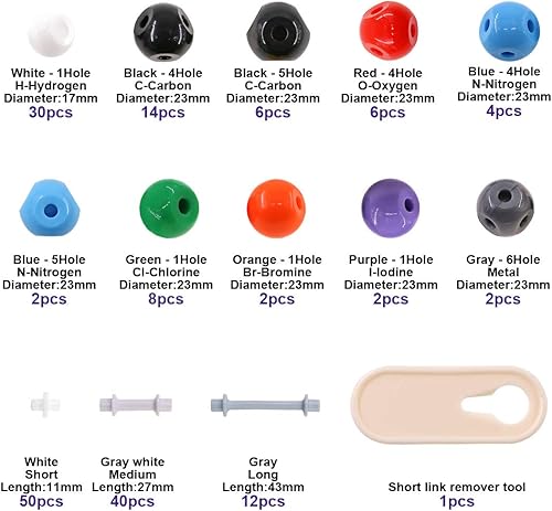 Miniatura 2 de Swpeet 179 piezas de química orgánica modelo molecular para estudiantes y profesores modelo molecular de química conjunto de estudiantes y