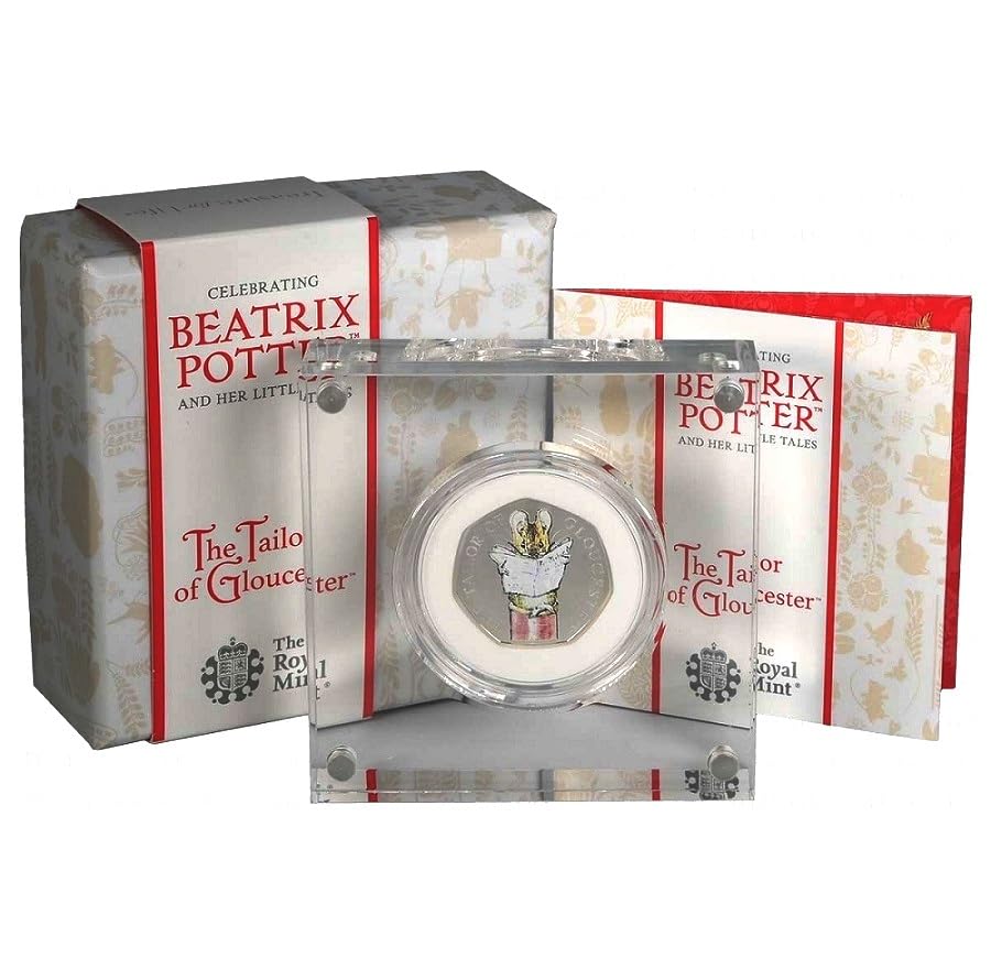 2018 Beatrix Potter The Tailor of Gloucester Fifty Pence Colour Printed Silver Proof 50p Coin