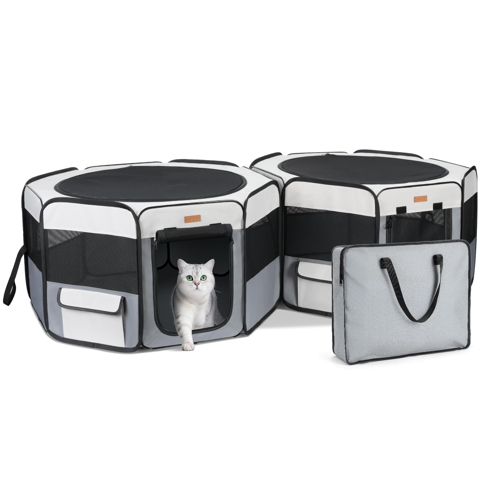 Lekereise 2-in-1 Large Cat Playpen - cat doors steps nets and pens | Mubboo