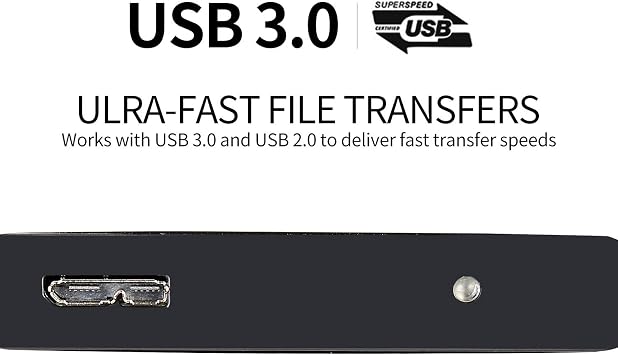 Portable SATA External Hard Drive HDD 2TB 1TB 500GB USB3.0 Ulra-Fast File Transfers for Windows, Mac and Linux (500GB, Black)
