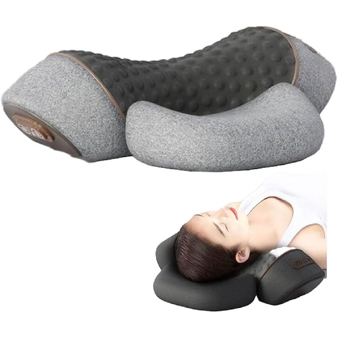 Core-Hero 3-in-1 Neck Massage Pillow, Neck and Shoulder Massager with Heat 3 Modes, Adjustable Memory Foam Pillows, Ergonomic Pillow, Memory Foam Pillows for Neck Stretcher Massage Relaxer (Gray)