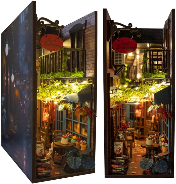 MiniAlley Book Nook DIY Kit - Dreamy - Miniature House Dollhouse Kit for Adult and Teens, Desgined in USA, Booknook Bookshelf Decor Alley Model Build with LED Light, Gifts for Family and Friends