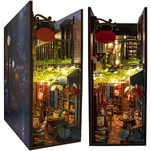 MiniAlley Book Nook DIY Kit - Dreamy - Miniature House Dollhouse Kit for Adult and Teens, Desgined in USA, Booknook Bookshelf Decor Alley Model Build with LED Light, Gifts for Family and Friends