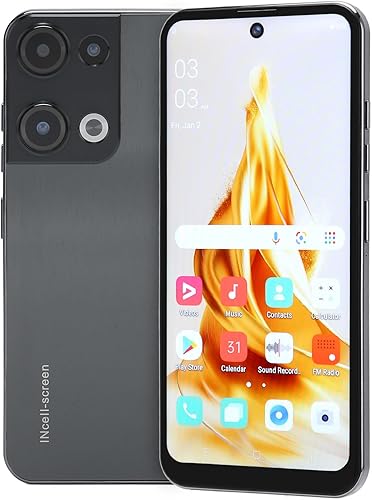 Yoidesu Reno9 Pro Teléfonos desbloqueados, 6.6 pulgadas HD pantalla grande Smartphone para Android, 6GB 128GB ROM expansión, 8MP 24MP cámara dual,