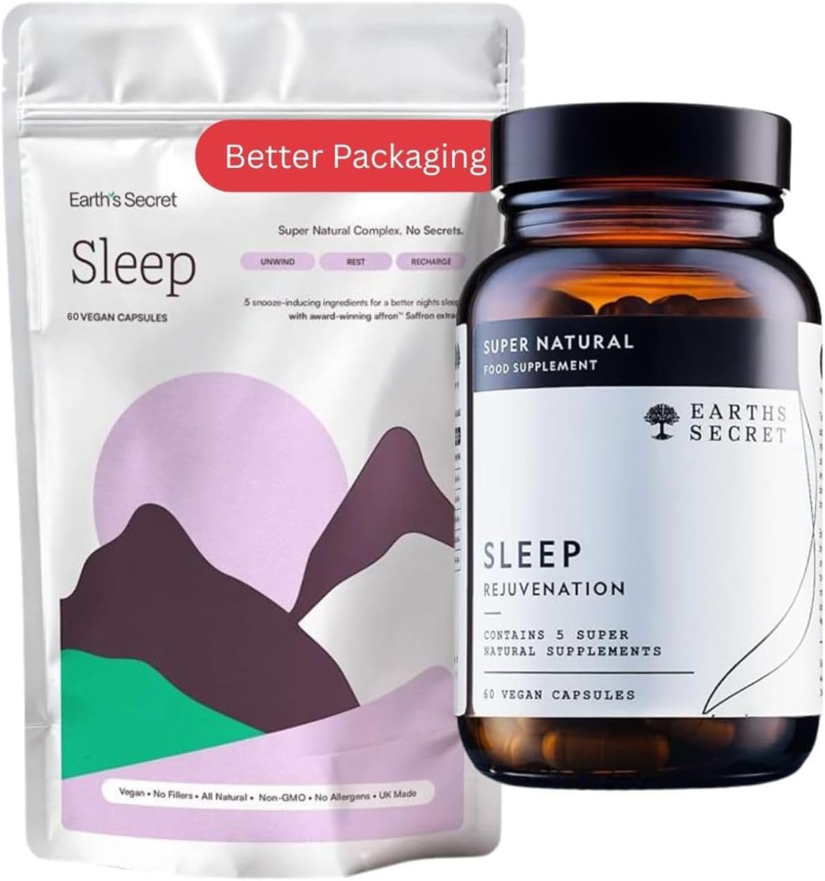 Earth’s Secret Sleep – Award Winning Saffron Extract & Tart Cherry Formula for Restful Sleep – Passionflower, Chamomile & Lavender – Non-GMO, Filler-Free, Made in The UK Sleep Aid – 60 Vegan Capsules