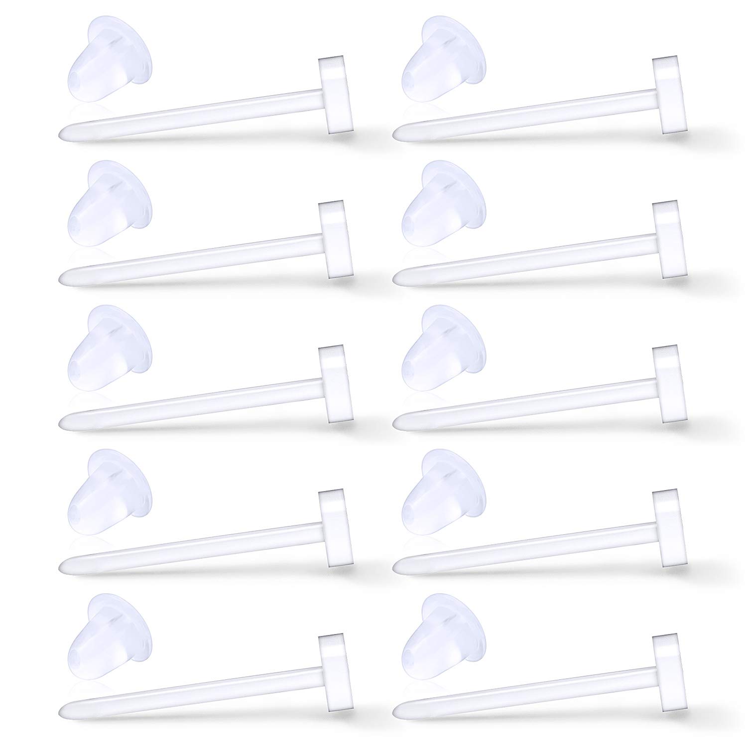 Ball Flat Flexible Bioplast PVC Plastic Blank Ear Nose Pin Bone Stud Nickel Free Earrings Piercing Retainers 20G
