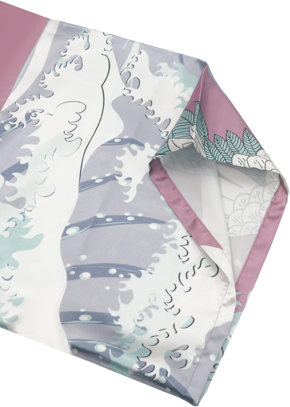 BestWendding Women's Satin Kimono Robes Floral Patterned Long Bathrobe Silky Dressing Gown Bridesmaid Robes with 2 Pockets - Image 4