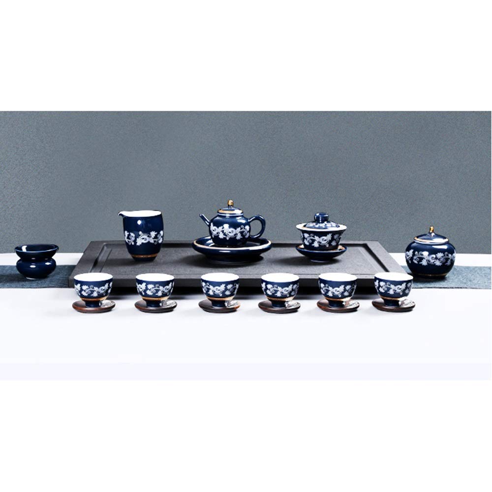 Service à thé en céramique peint à la main avec théière, tasses, couvercles et bol – Parfait pour les cadeaux de thé