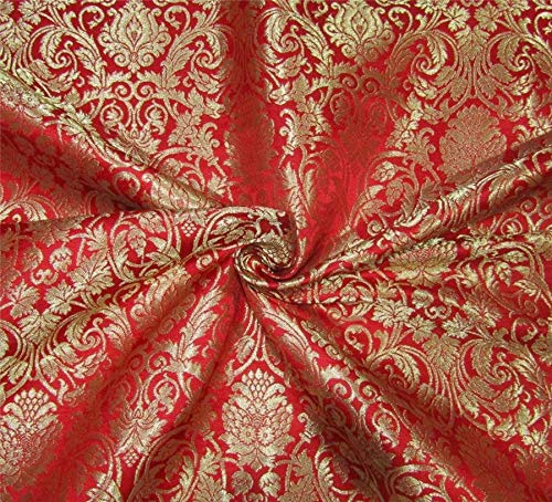 Brocart lourd rouge doré Bro675 tissu rigide pour confectionner costumes baroques