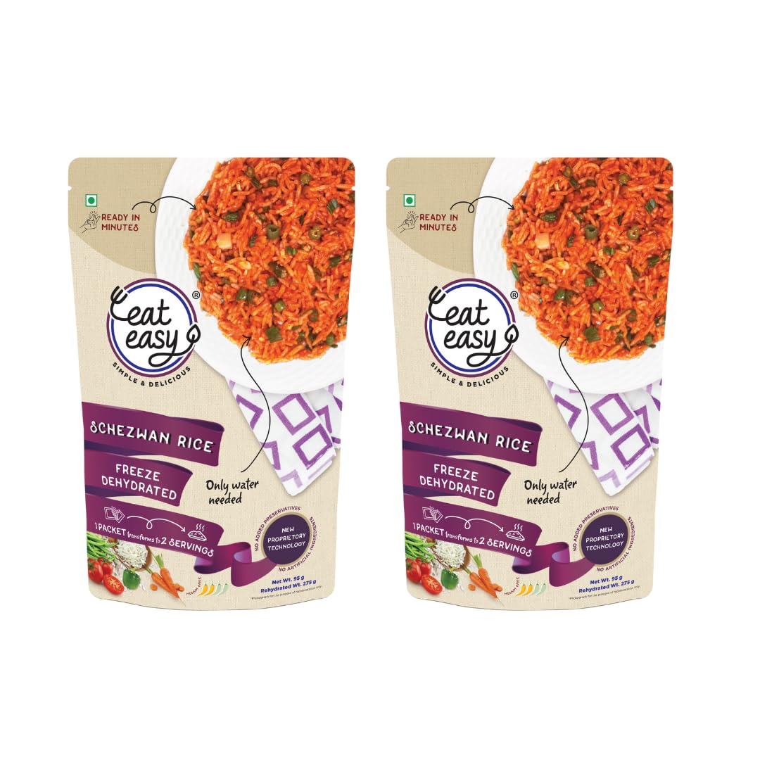 Eat Easy Ready To Eat Schezwan Rice, 95gm of 1 Pack, Instant Food, Indian Meal, Travel Food, No Preservatives, No Added Artificial Colours & Flavours, Just Add Water and Cook (Pack of 2) (B09TXKQPG1) Amazon Price History, Amazon Price Tracker