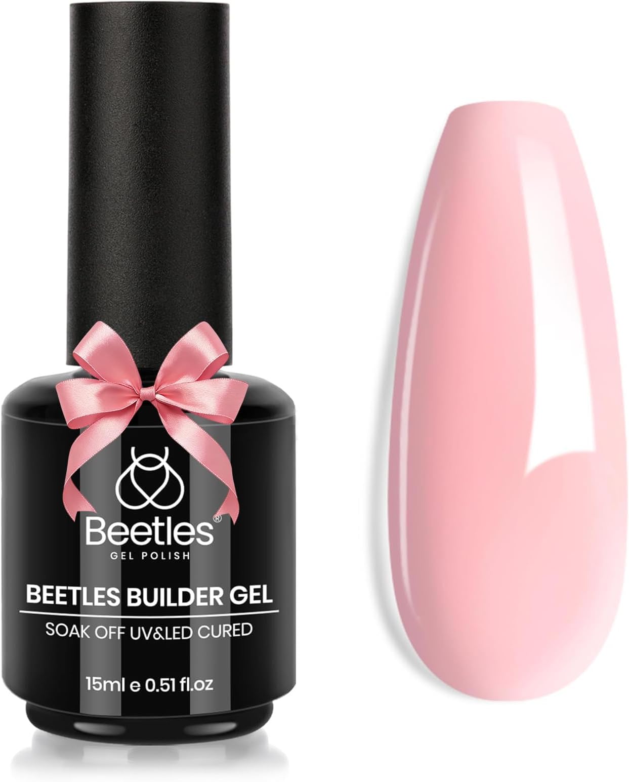 Beetles Pink Builder Gel for Nails, 7-in-1, 29.57 ml (Pack of 1), Long Lasting, False Nail Gel, Glossy Finish, Solid Pink, Women's Nail Beauty Set