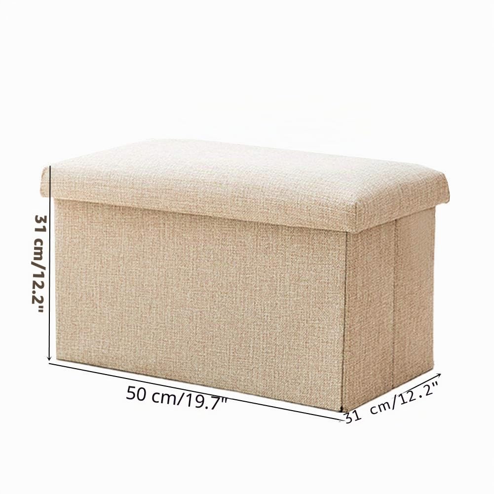 Puff Salon baul Puff almacenaje De Almacenamiento otomana Pie Taburetes Puffs De Almacenamiento de Taburete Pequeño Asiento de Almacenamiento Otomano Beige,50 * 31 * 31