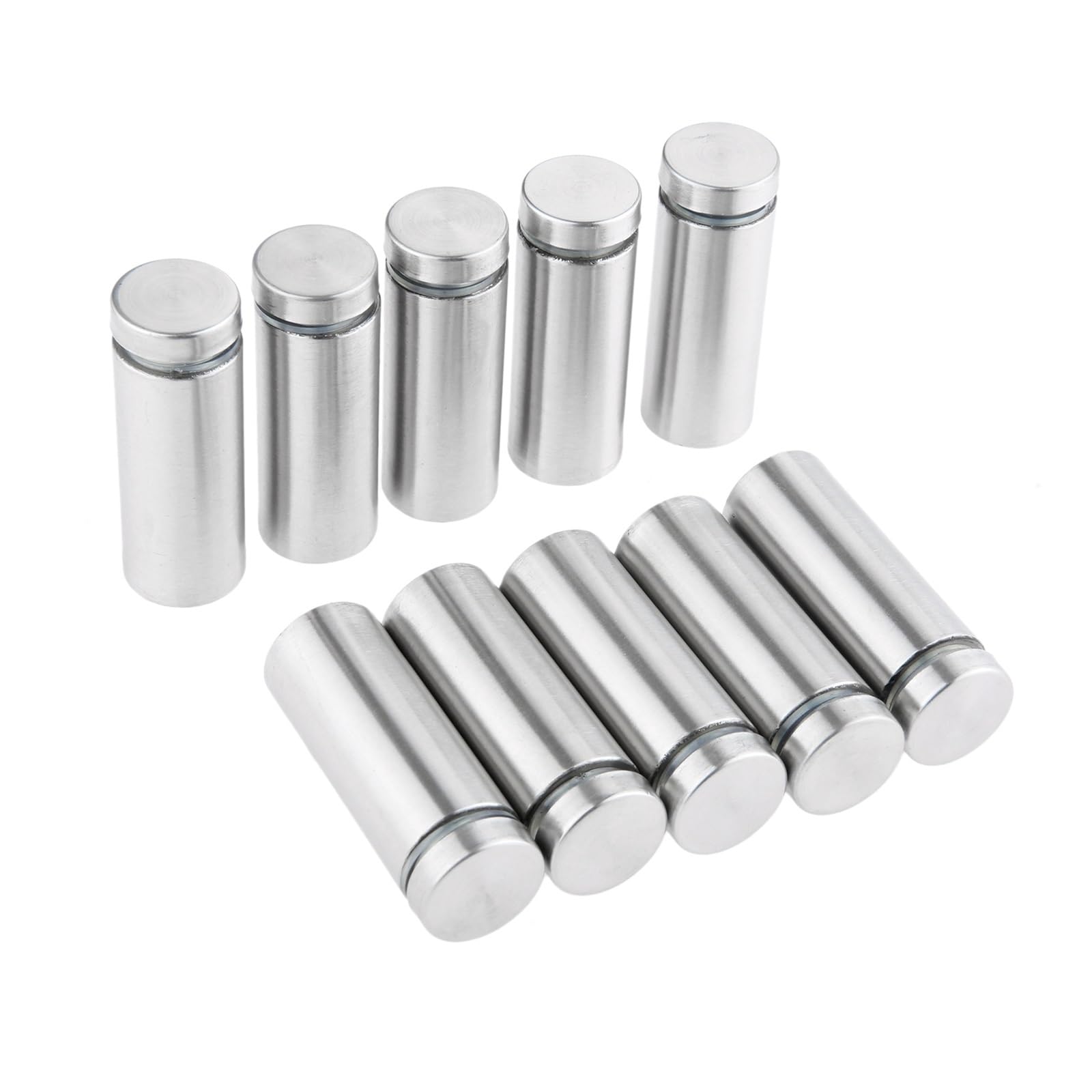 Separador de pared, fijaciones de separador, 10 piezas/lote de 19 mm de acero for publicidad, pernos, clavos, tornillos de fijación for vallas publicitarias, abrazaderas (color: plata, tamaño: 19 x 60