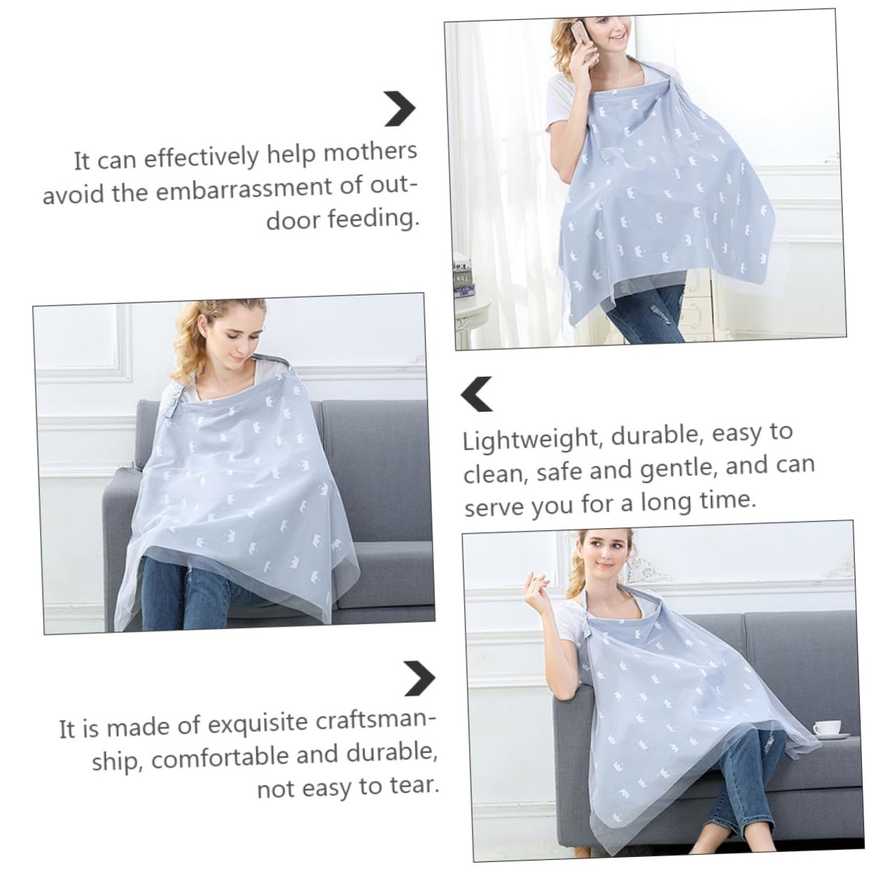 Nursing Cover for Breastfeeding Lightweight and Breathable Feeding Scarf with Anti-Lift Belt for Moms The Crown Design with Mesh