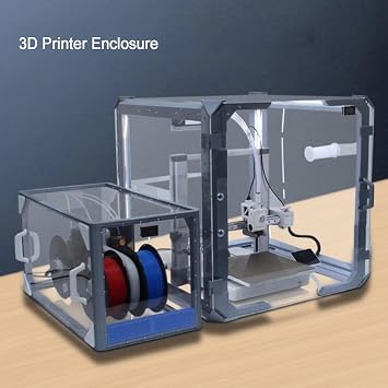 3D Printer Enclosure, Clear Acrylic Dustproof Tent with LED Light, Ventilation, Real-time Temperature & Humidity Monitoring for Odor, Noise, and Dust Protection