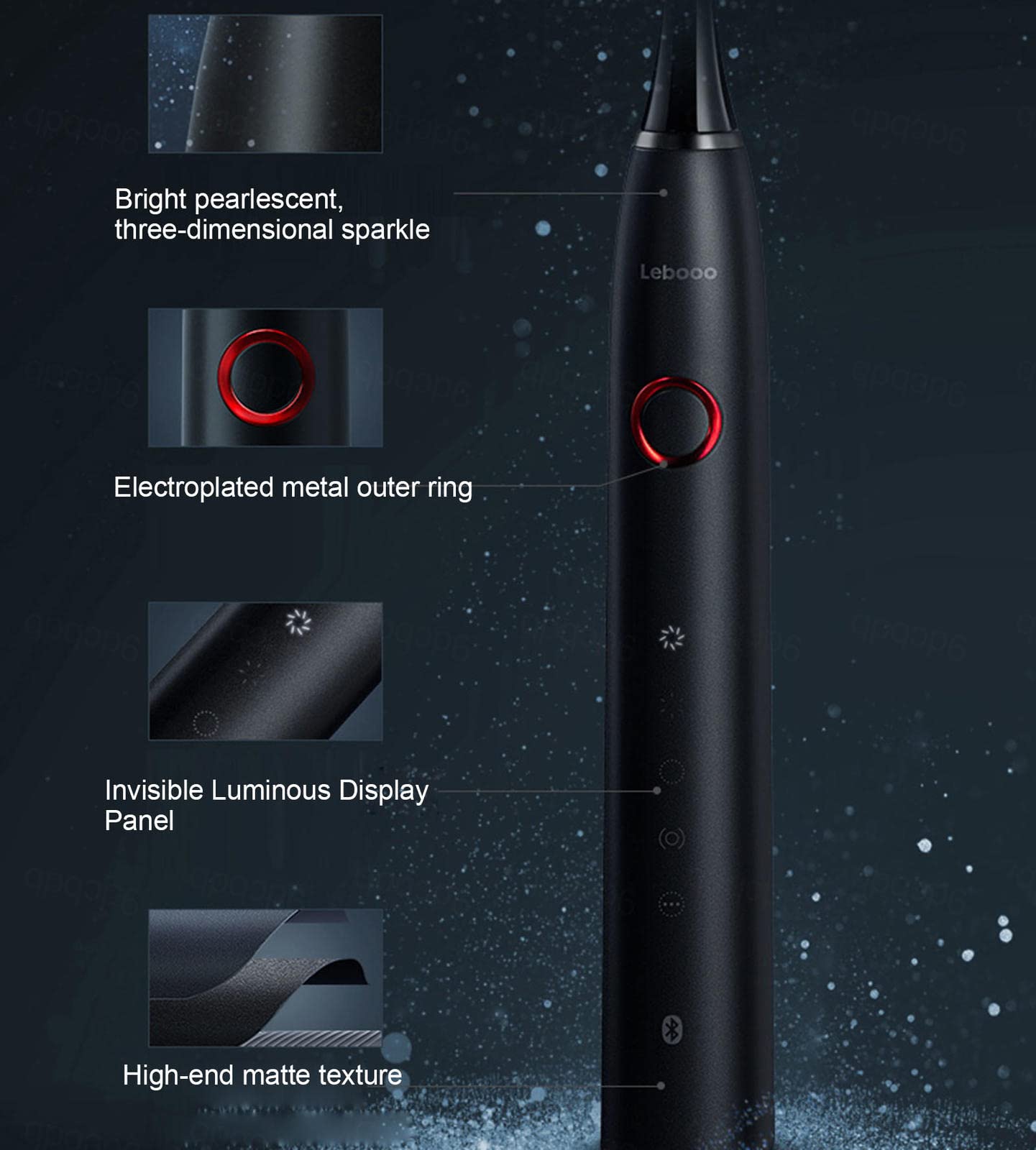 Spazzolino Elettrico, IPX7 Impermeabile, Smart Sonic Electric 2 Testina sostituibile in bambù per spazzolino ， Spazzolino Elettrico Ricaricabile a 4 modalità,A