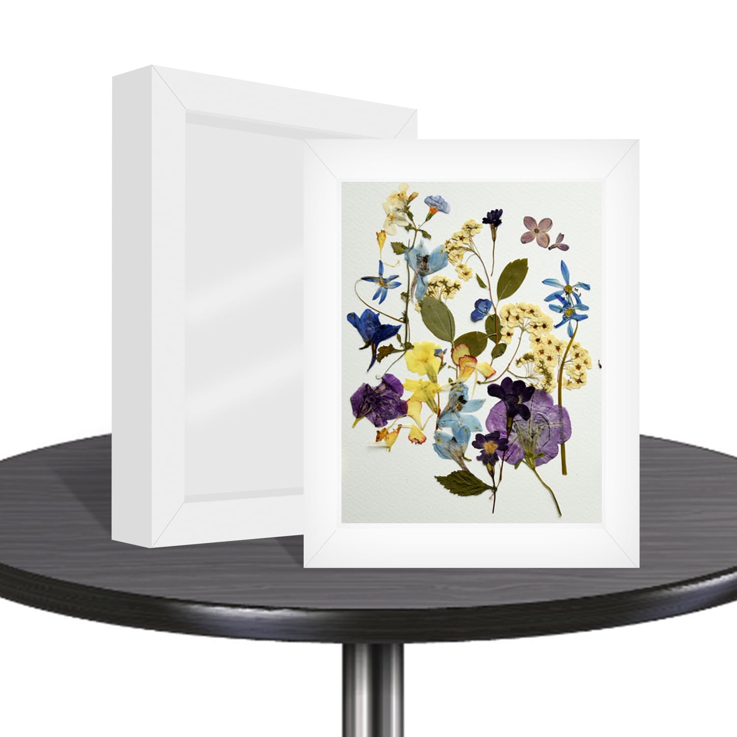 Cornice Portafoto 3D Da Riempire - 25x30 Cm, Bianco, Per Medaglie, Fiori E Ricordi, Vetro Frontale - Foto 3
